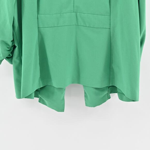 TORRID‎ Blazer Womens Size 5 Green Ruched 3/4 Sleeve Open Front Jacket Career - Picture 6 of 14